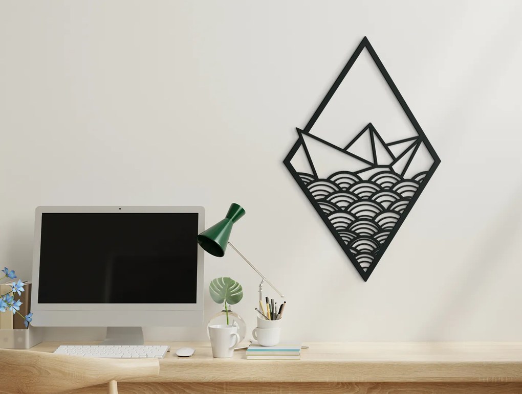 drevko Drevená nálepka Papierová loďka Rozmer obrazu: 44,5 x 28,5 cm, Farba dekorácie: Čierna