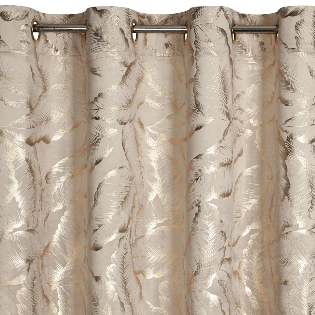 EUROFIRANY ZATEMŇOVACÍ ZÁVES NA KRÚŽKOCH MILENA 140X250 CM LISTY