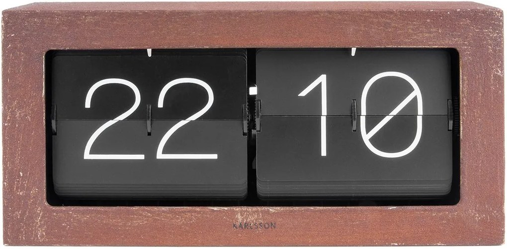 KARLSSON Stolné hodiny Boxed Flip XL bronzové 37 × 17,5 × 9 cm