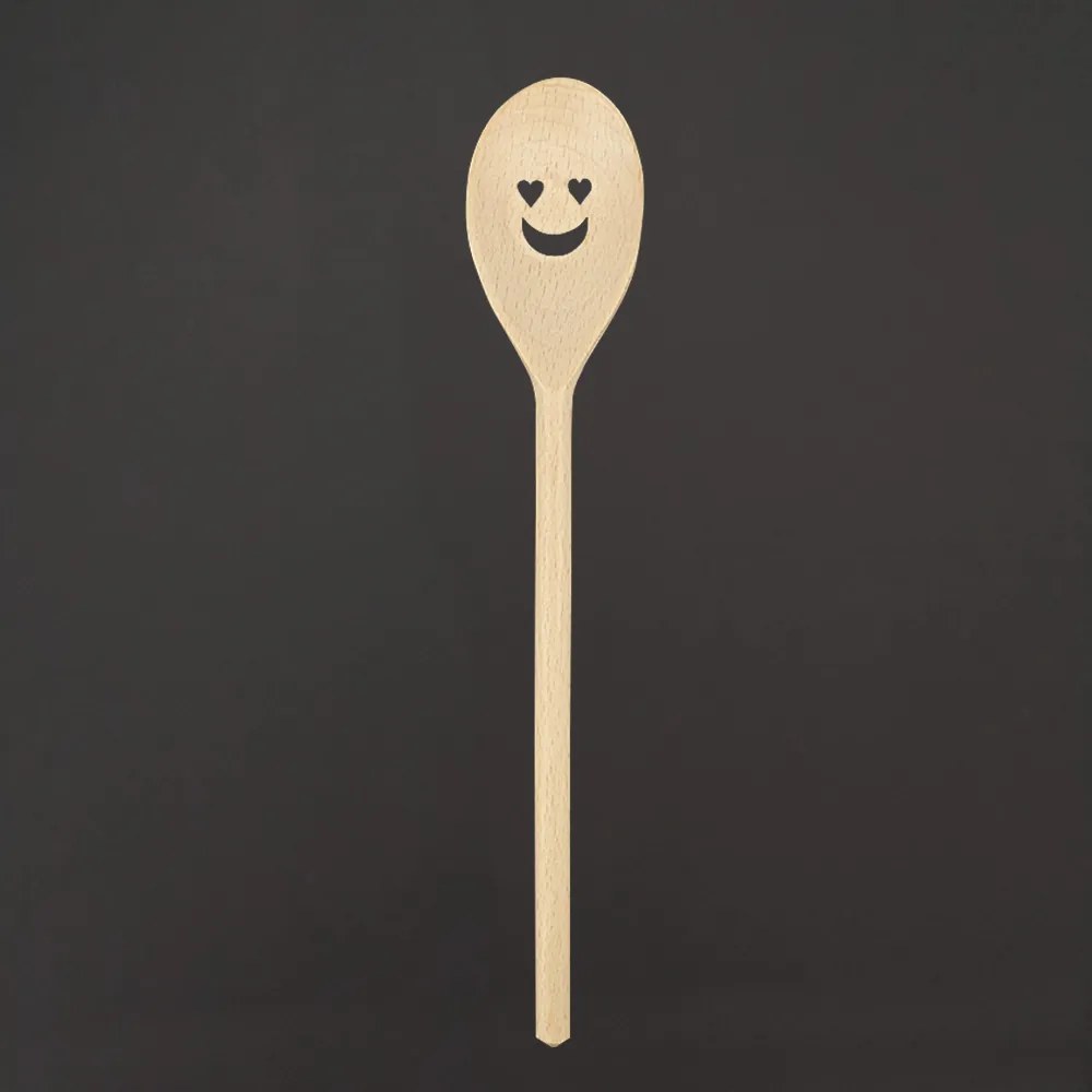 AMADEA Drevená vareška s tvárou, masívne drevo, dĺžka 30 cm
