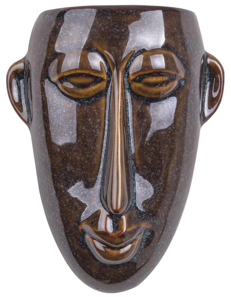 PRESENT TIME Nástenný podstavec na kvetináč Mask tmavohnedá 17,5 × 22,4 × 7,4 cm