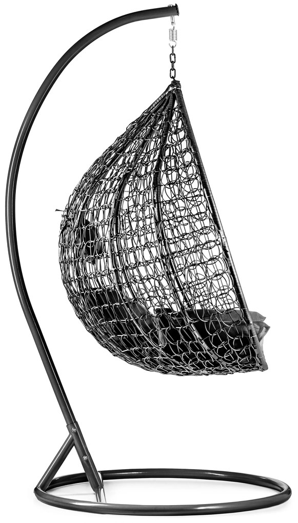 Čierne závesné kreslo KOKON so stojanom