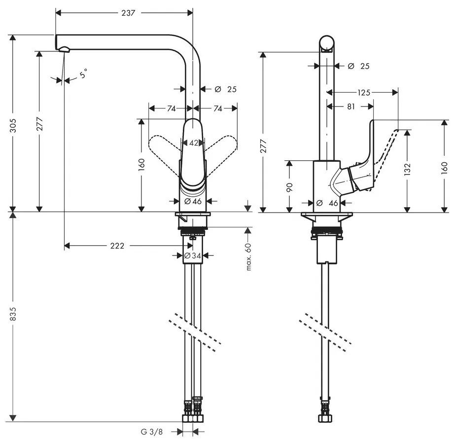 Hansgrohe Focus M41, drezová batéria, čierna matná, HAN-31817670