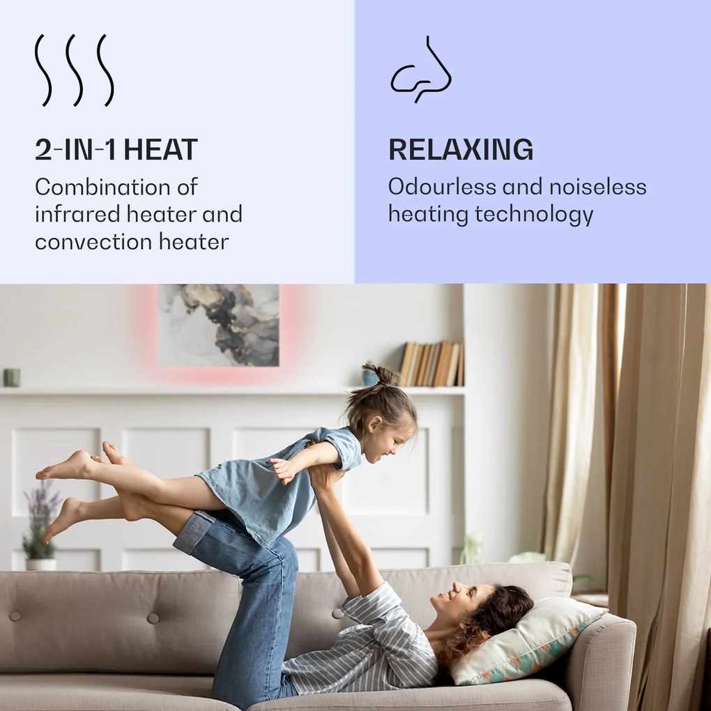 Klarstein Mojave 500 smart, infračervený ohrievač 2 v 1, konvektor, 60 x 60 cm, 500 W, RGB osvetlenie