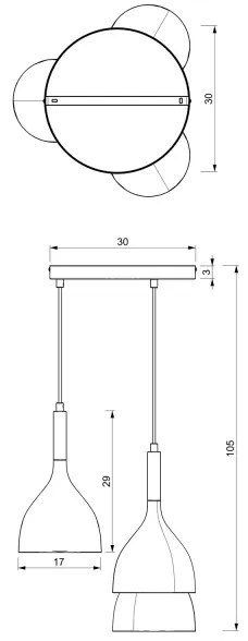 Luster na lanku NOAK 3xE27/15W/230V biela/zlatá