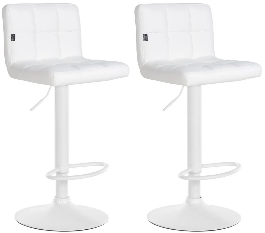 Barová stolička Feni (SET 2 ks) - koženka, biely rám - Biela