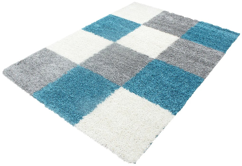 Ayyildiz, Kusový koberec Life Shaggy 1501 tyrkys, 120x170, modrá, obývacia izba