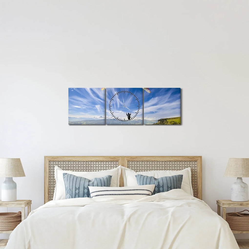 Obraz - Paragliding (s hodinami) (90x30 cm)