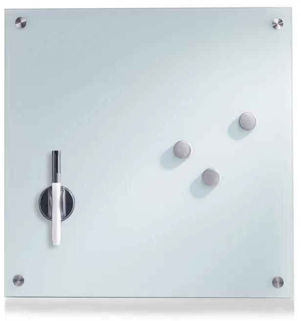 ZELLER Tabuľa, nástenka na poznámky magnetická, sklenená, biela 40x40cm