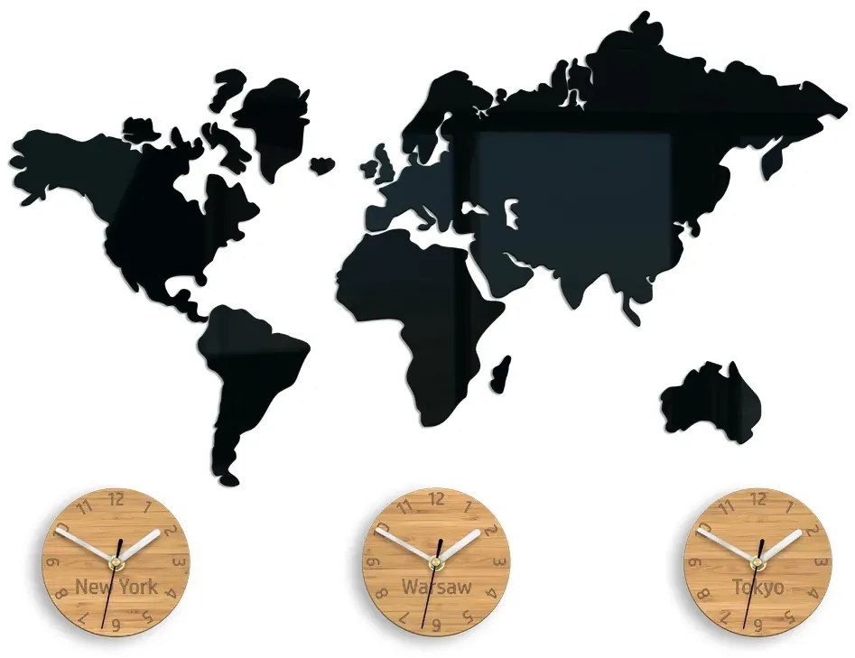 3D nalepovacie hodiny Earth čierne
