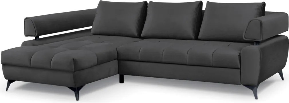 Rohová sedacia súprava Paris, antracitová látka, ľavý roh