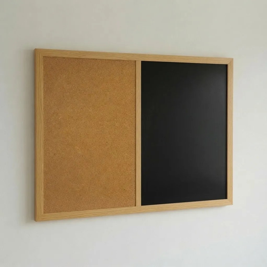 Toptabule.sk  Kombinovaná tabuľa čierna v drevenom ráme NATURE LINE Svetlý dub 60x40 cm