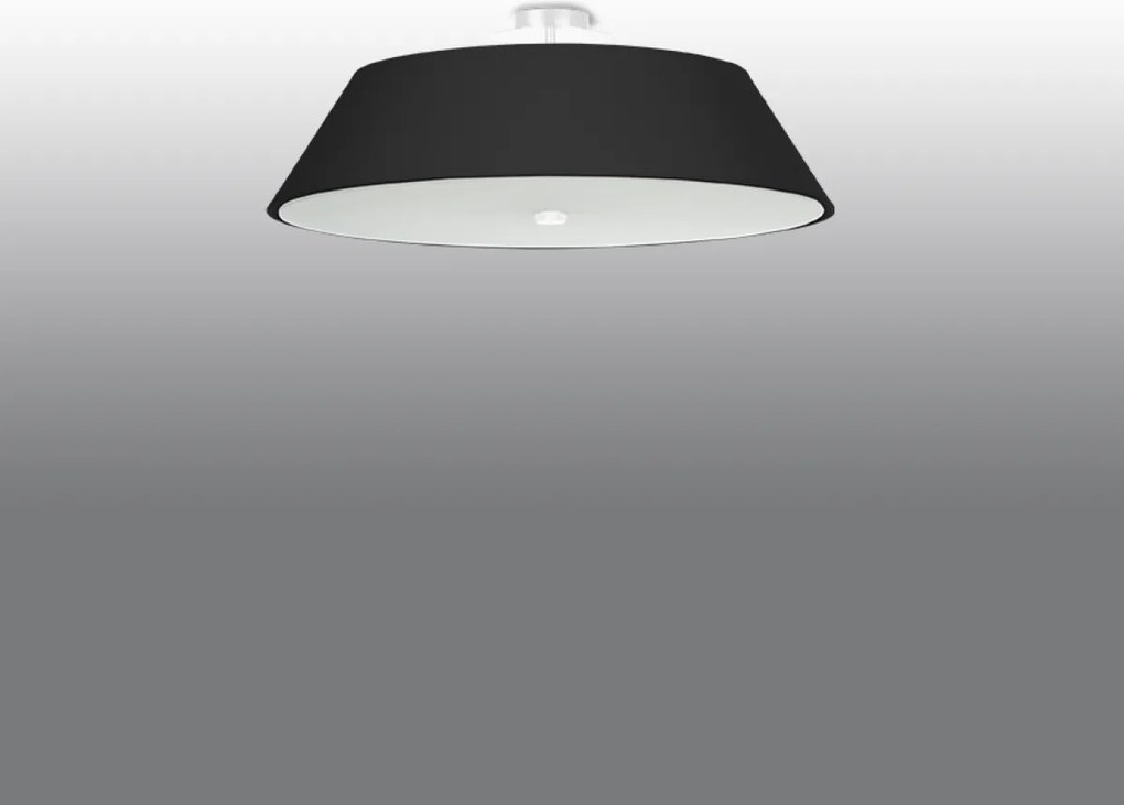 Stropné svietidlo Vega, 1x čierne textilné tienidlo, (biele sklo), (fi 60 cm)