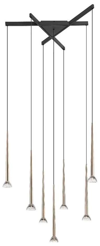 Zuma Line P0603-07C-SDB1 - LED závesné svietidlo na lane BOSTON 7xLED/6W/230V čierna/zlatá