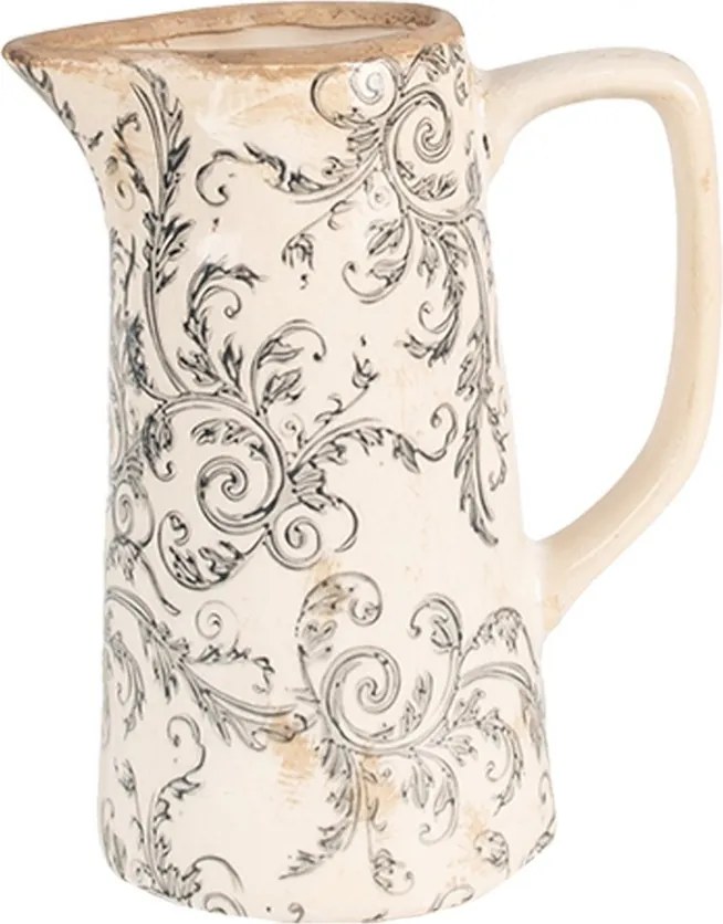 Béžový keramický dekoračný džbán so šedými ornamentami Gassia M - 16*11*20 cm