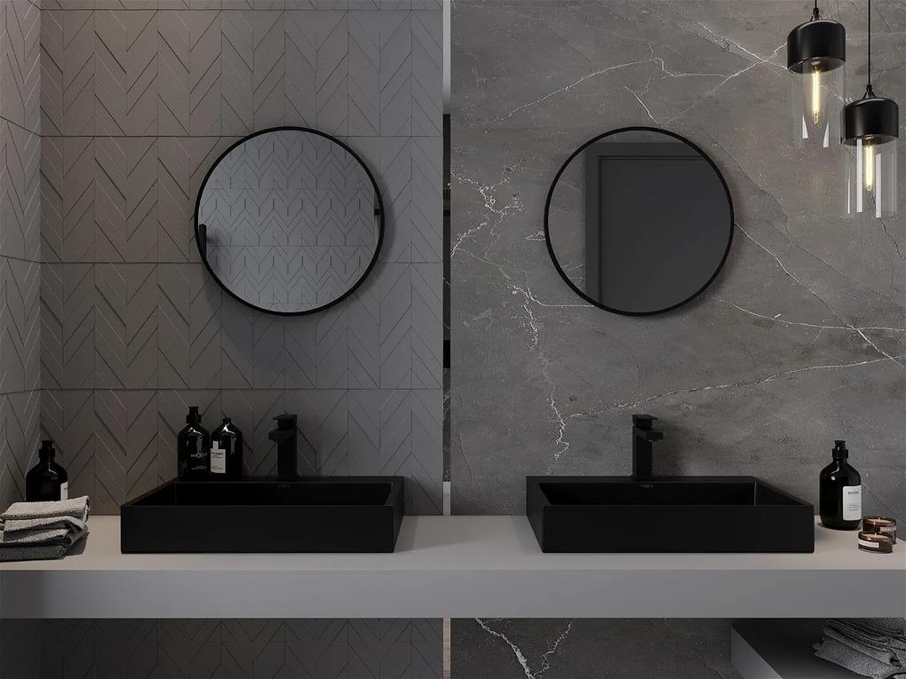 Mexen Loft, okrúhle kúpeľňové zrkadlo 45 cm, farba rámu čierna matná, 9850-045-045-000-70