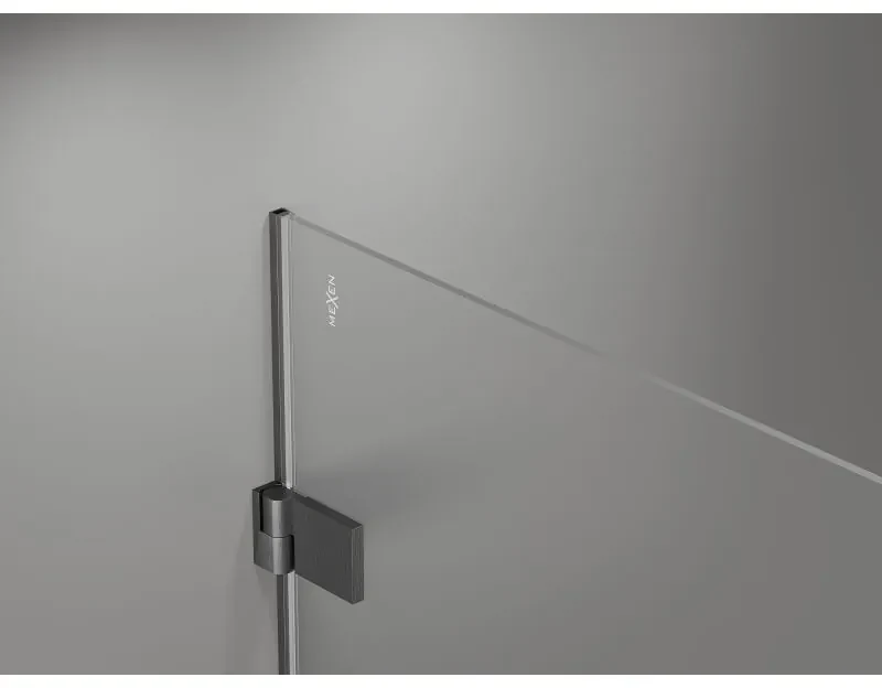 Mexen Lunar-B Duo sklápací sprchový kút 90 x 75 cm, číre sklo, brúsený grafit, 832-090L-075P-66-00