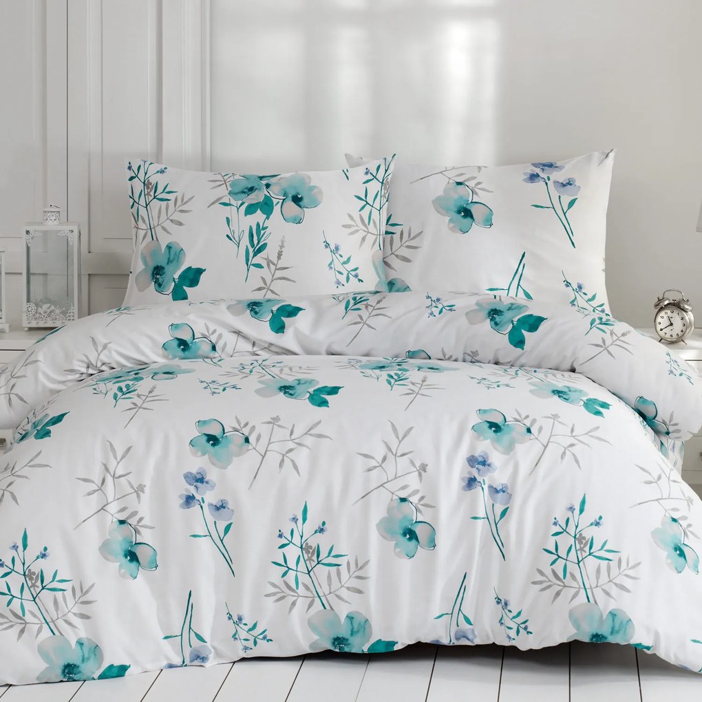 FLANELOVÉ OBLIEČKY FLANELOVE 200X220 CM, 2KS 70X80 CM KVETY