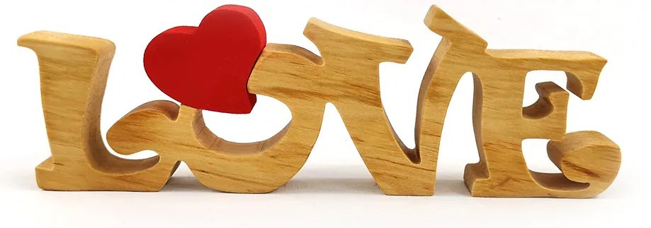 AMADEA Drevená dekorácia nápis LOVE, masívne drevo, 25x8 cm