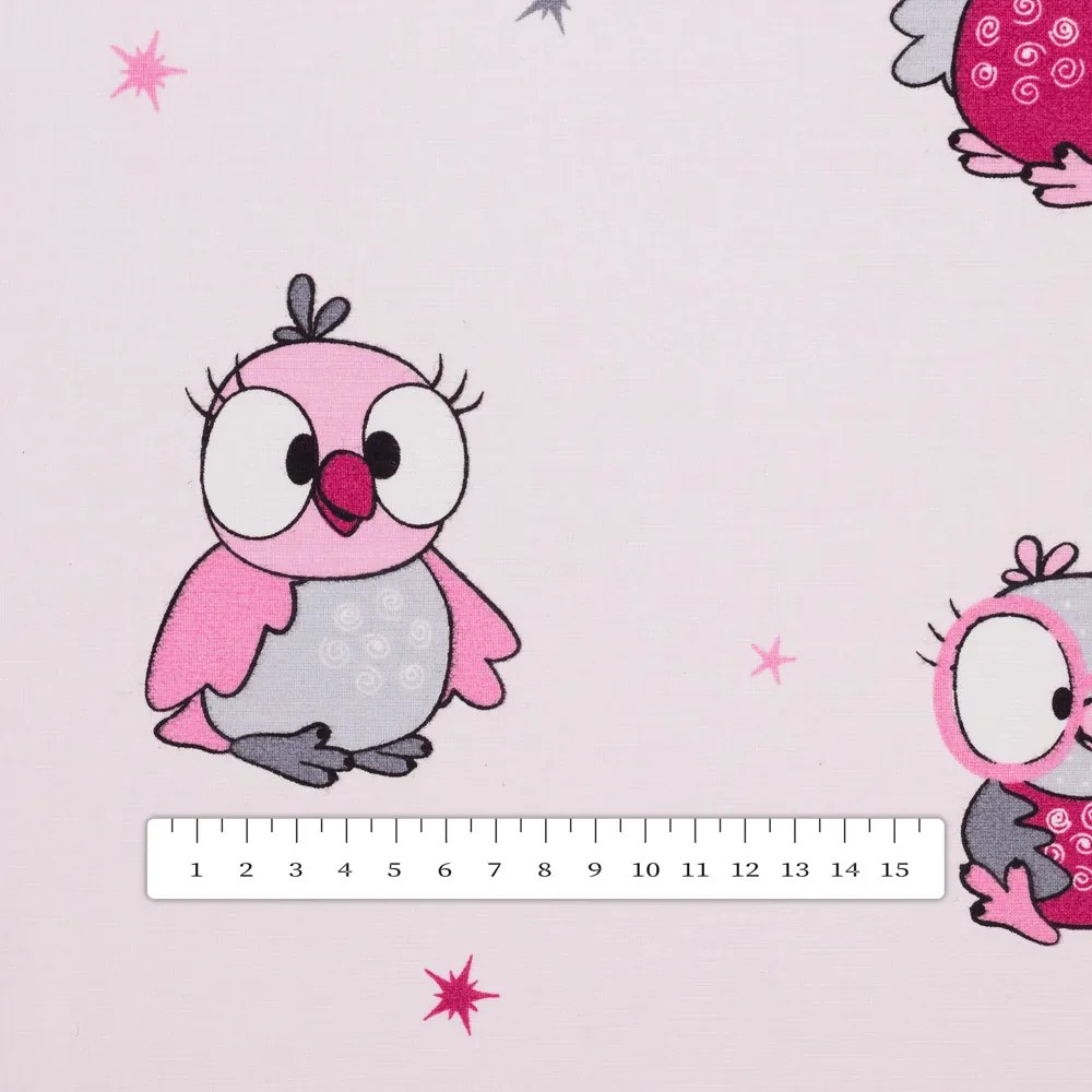 Biante Detský bavlnený okrúhly obrus Sandra SA-726 Ružové sovičky na bledo ružovom Ø 120 cm