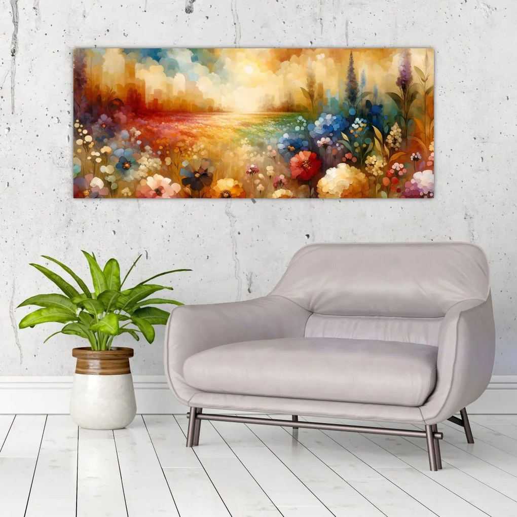 Obraz - Pestrofarebná lúka (120x50 cm)