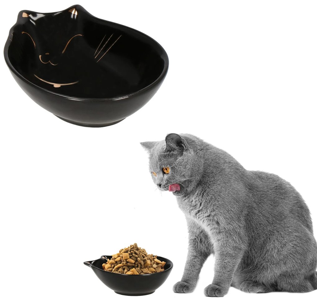 PreHouse Keramická miska pre mačky - čierna