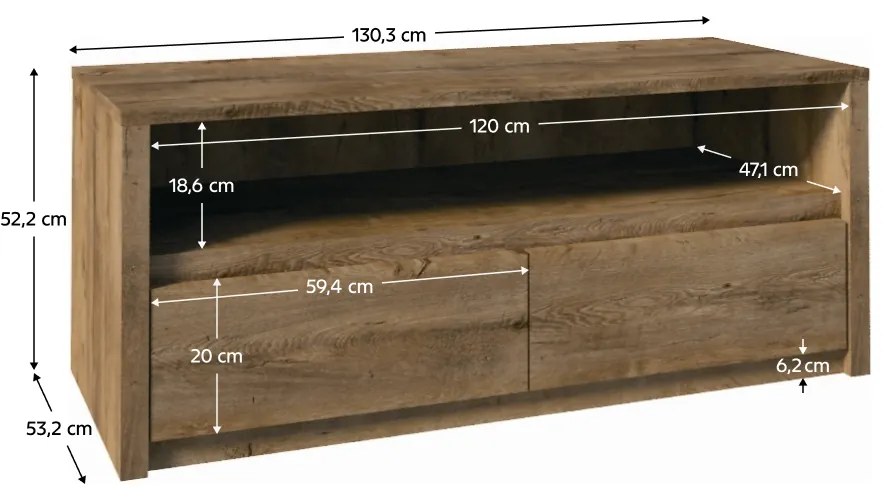 TV stolík MONTANA 130, dub Lefkas
