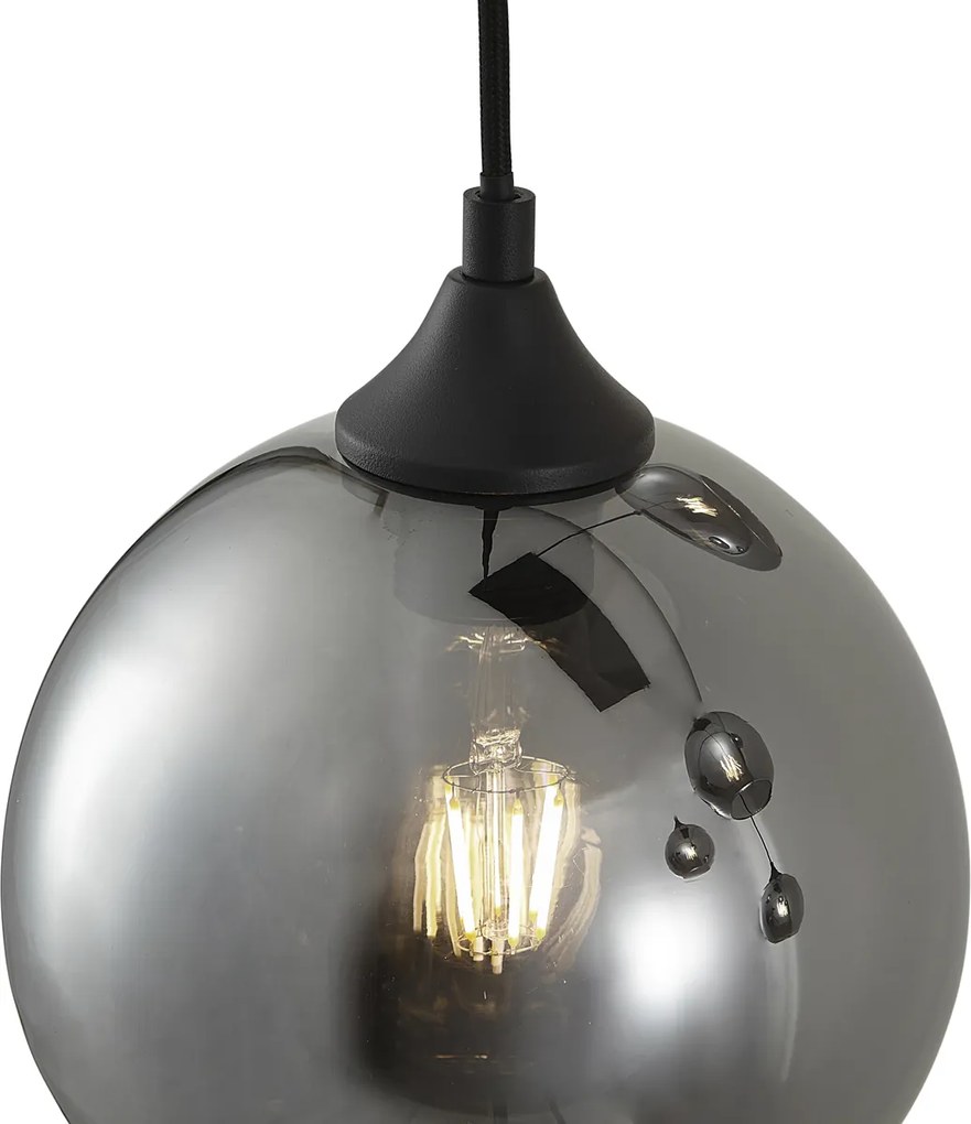 Art Deco závesná lampa čierna s dymovým sklom 5-svetiel - Wallace