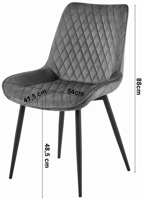 Set štyroch jedálenských stoličiek VERDO zamatové ružové / čierne nohy (4 ks)