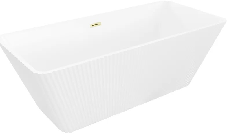 Mexen Tava, voľne stojaca ryhovaná vaňa 170 x 75 cm, biela lesklá, zlatý matný prepad, 52851707500-55