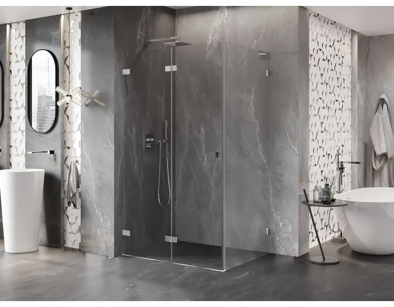 Mexen Lunar-F L, skladací sprchový kút ľavý 80 x 70 cm, 8mm číre sklo, chrómový profil, 836L-080-070-01-00-L