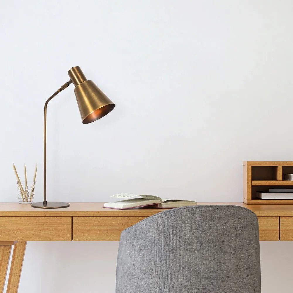 Stolová lampa v zlatej farbe s kovovým tienidlom (výška 50 cm) Kem – Opviq lights