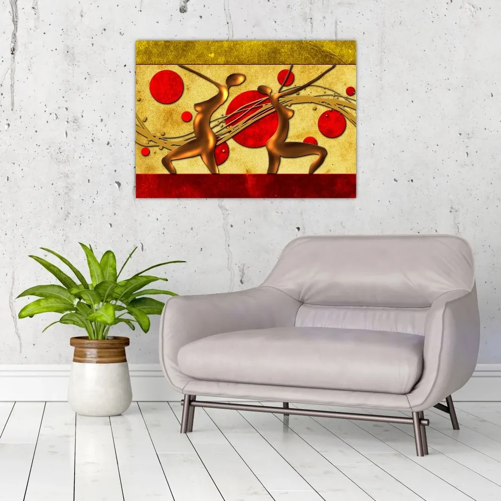Abstraktný obraz s dvoma ženami (70x50 cm)