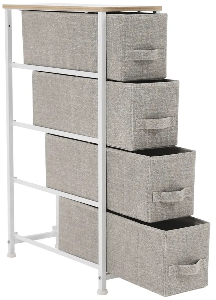 Komoda OFELIA s látkovými zásuvkami, biela