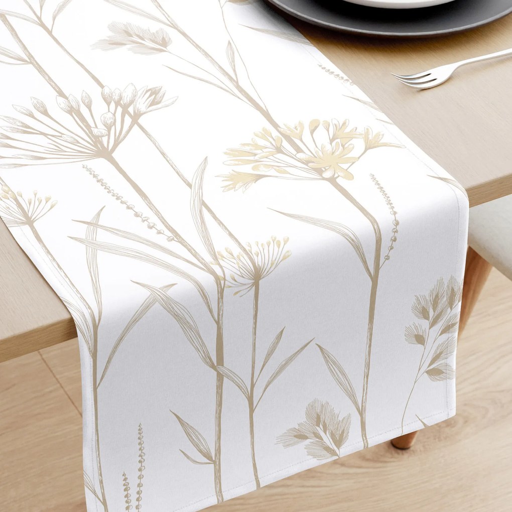 Goldea behúň na stôl 100% bavlnené plátno - okrasné rastliny 20x120 cm