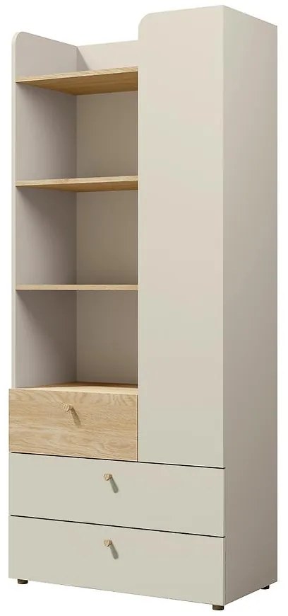 Regál Yuki 3 Sivá Béžová/Olejovaný Dub