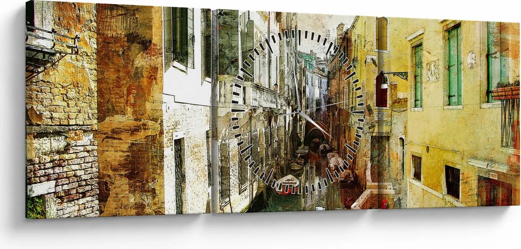 Obraz - Ulička v Benátkach (s hodinami) (90x30 cm)