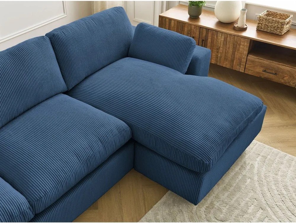 Modrá menčestrová rohová pohovka Belair – Bobochic Paris