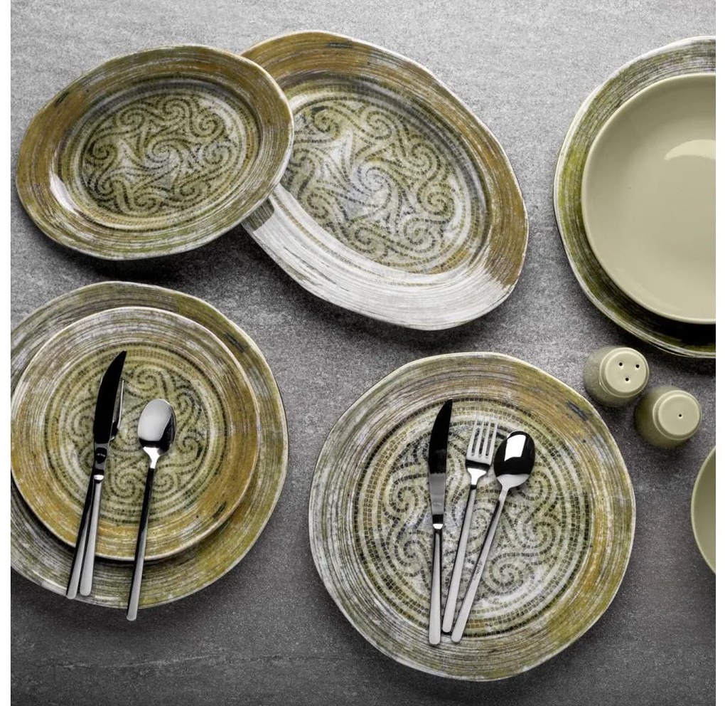 29-dielna jedálenská súprava zelená/porcelán