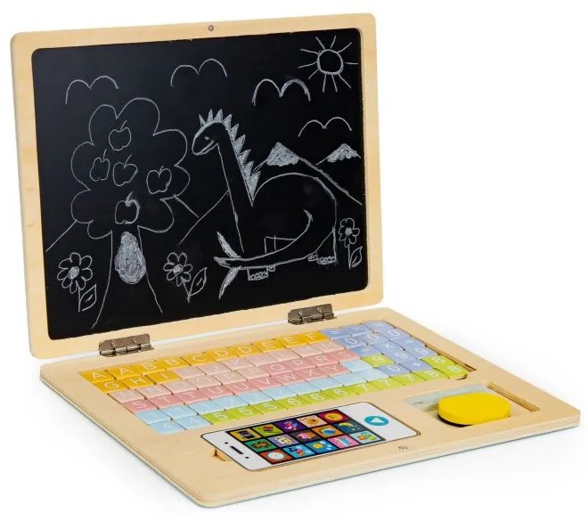 EcoToys Drevená magnetická tabuľa Notebook - biela