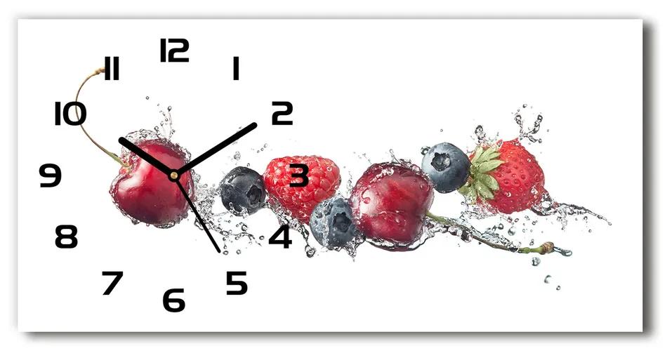 Vodorovné Moderné sklenené hodiny na stenu Lesné ovocie pl_zsp_60x30_f_89101710