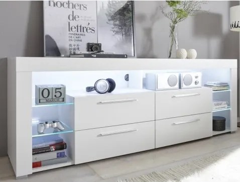 TV stolík Goal 179 cm, biely, s osvetlením%