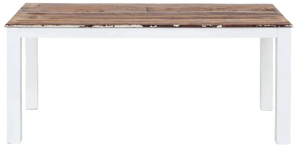 furniture-nabytek.cz - Masivní jídelní stůl Perth z recyklovaného dřeva, lakovaný, bílý s barevnými prvky – 180×90 cm
