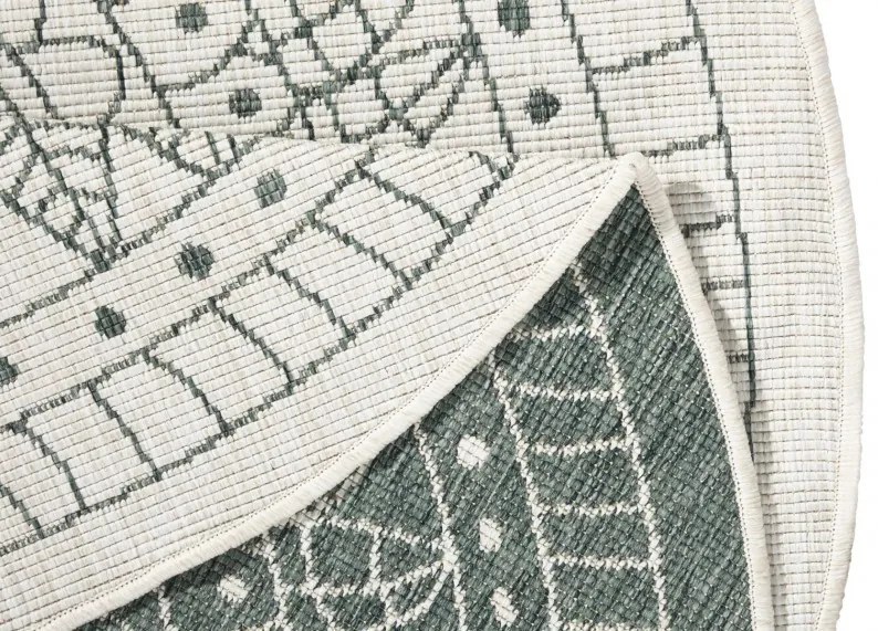 Kusový koberec Twin-Wendeteppiche 103103 creme grün – na von aj na doma, 140x140 (priemer) kruh, zelená, chodba / predsieň, Hanse Home