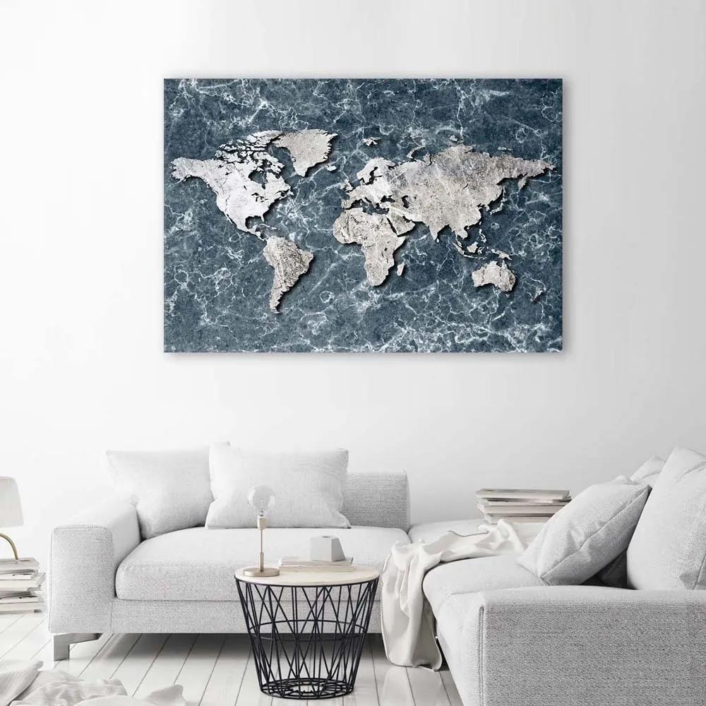 Gario Obraz na plátne Mapa sveta na mramore Rozmery: 60 x 40 cm