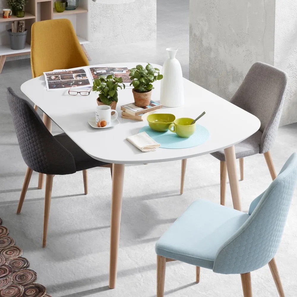 Biely rozkladací jedálenský stôl s bielou doskou 100x160 cm Oqui – Kave Home