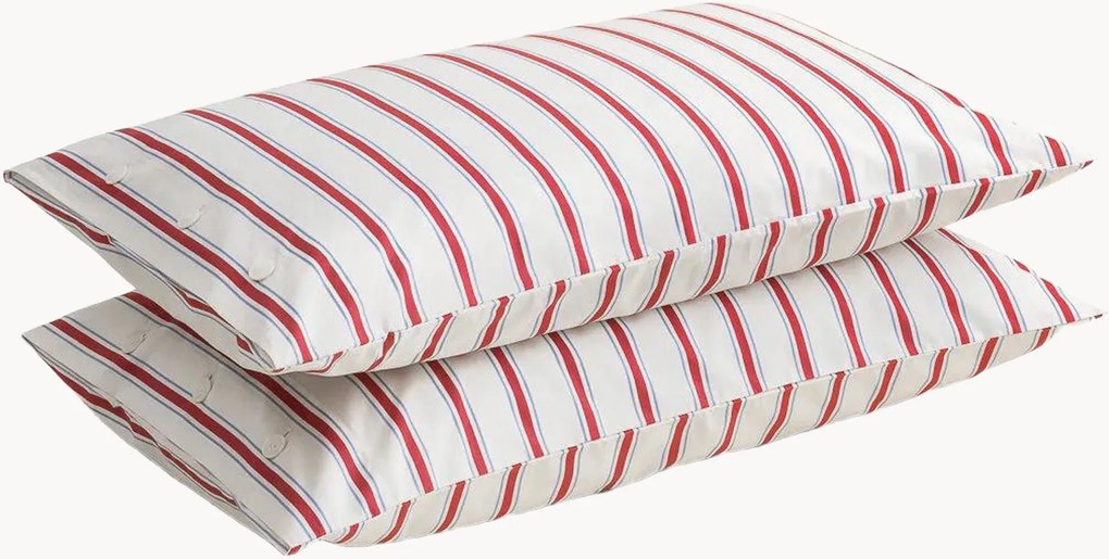 Obliečky na vankúše z bavlneného perkálu Striped Coral, 2 ks