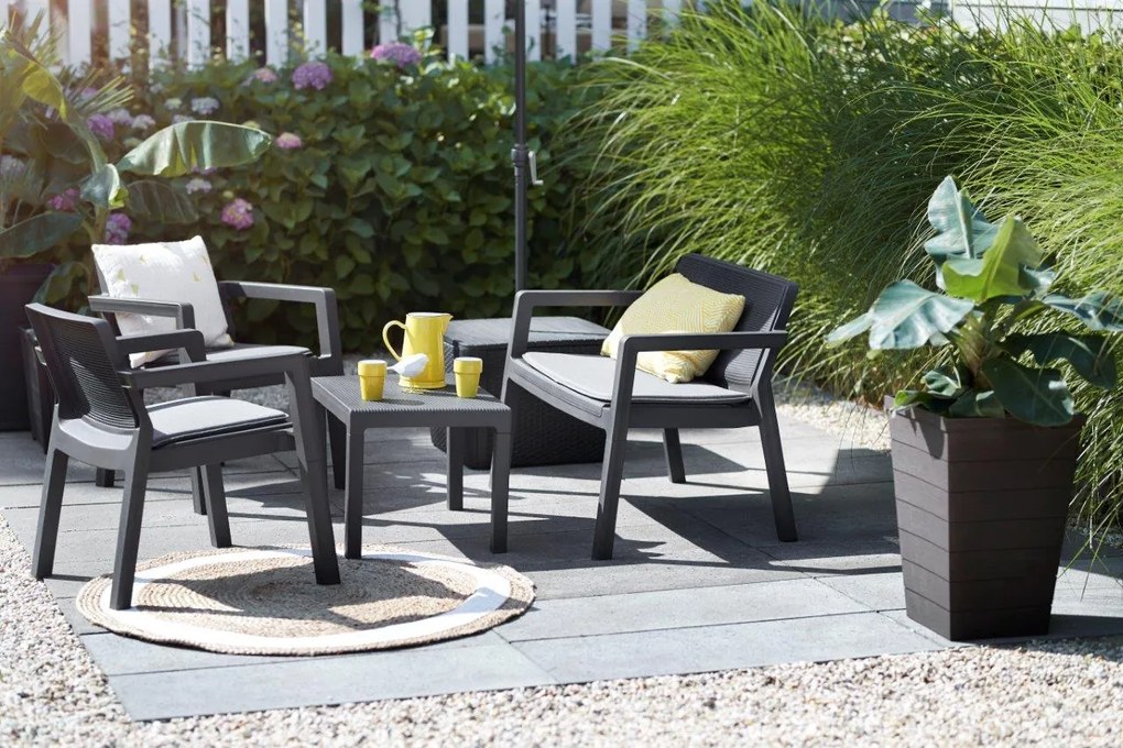 Záhradný nábytok Keter Emily Patio Set so sedákmi grafitová