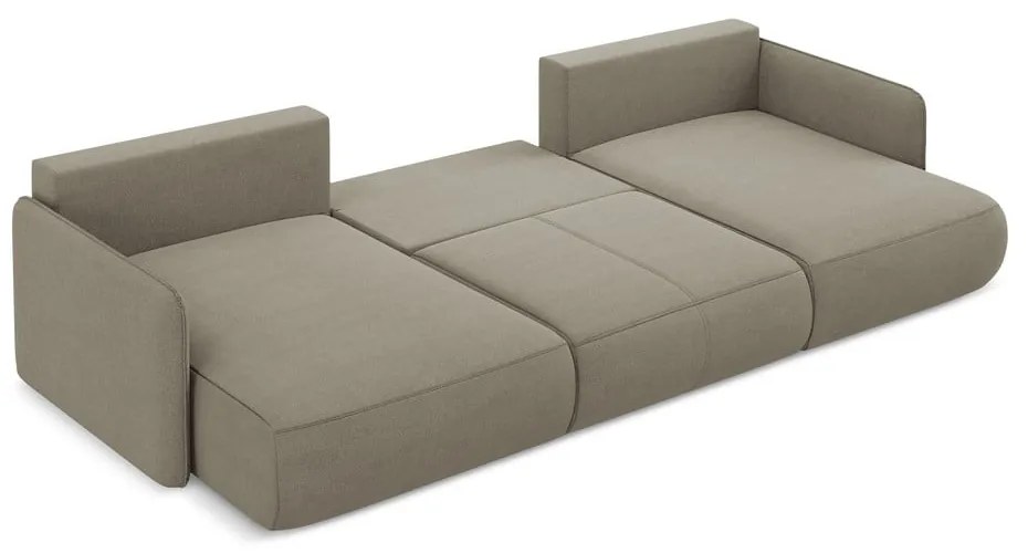 Béžová rozkladacia/s úložným priestorom rohová pohovka Nanea – Makamii