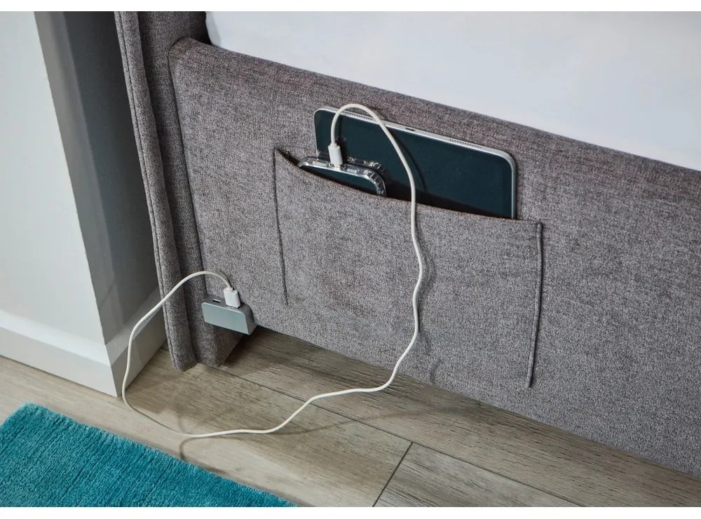 Sivá čalúnená rohová detská posteľ bez roštu 140x200 cm Fun – Meise Möbel